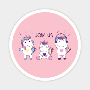 Join us - three baby unicorns Magnet